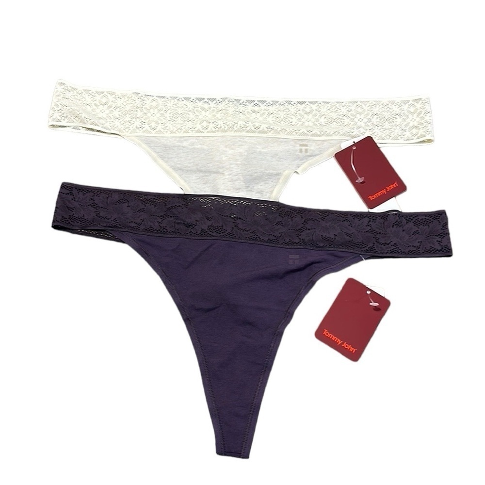 Tommy John Second Skin Soft Lace Thong Set of Two Size XL NWT